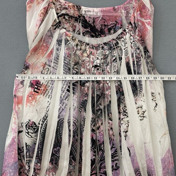 Cato Womens Top Plus 20W Ivory Pink Sublimation Flowy Peasant‎ Fairy Grunge Y2K - Picture 9 of 16
